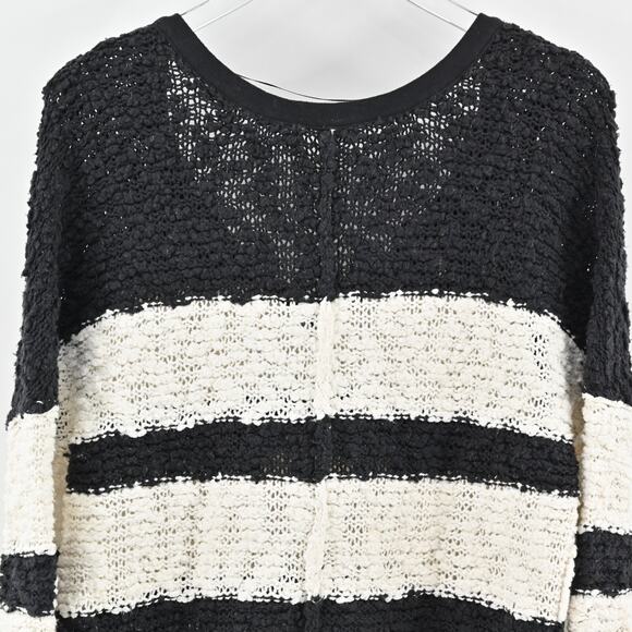 FREE PEOPLE Sweater Womens Size M Songbird Knit VNeck Rugby Stripe Oversized - Picture 10 of 12